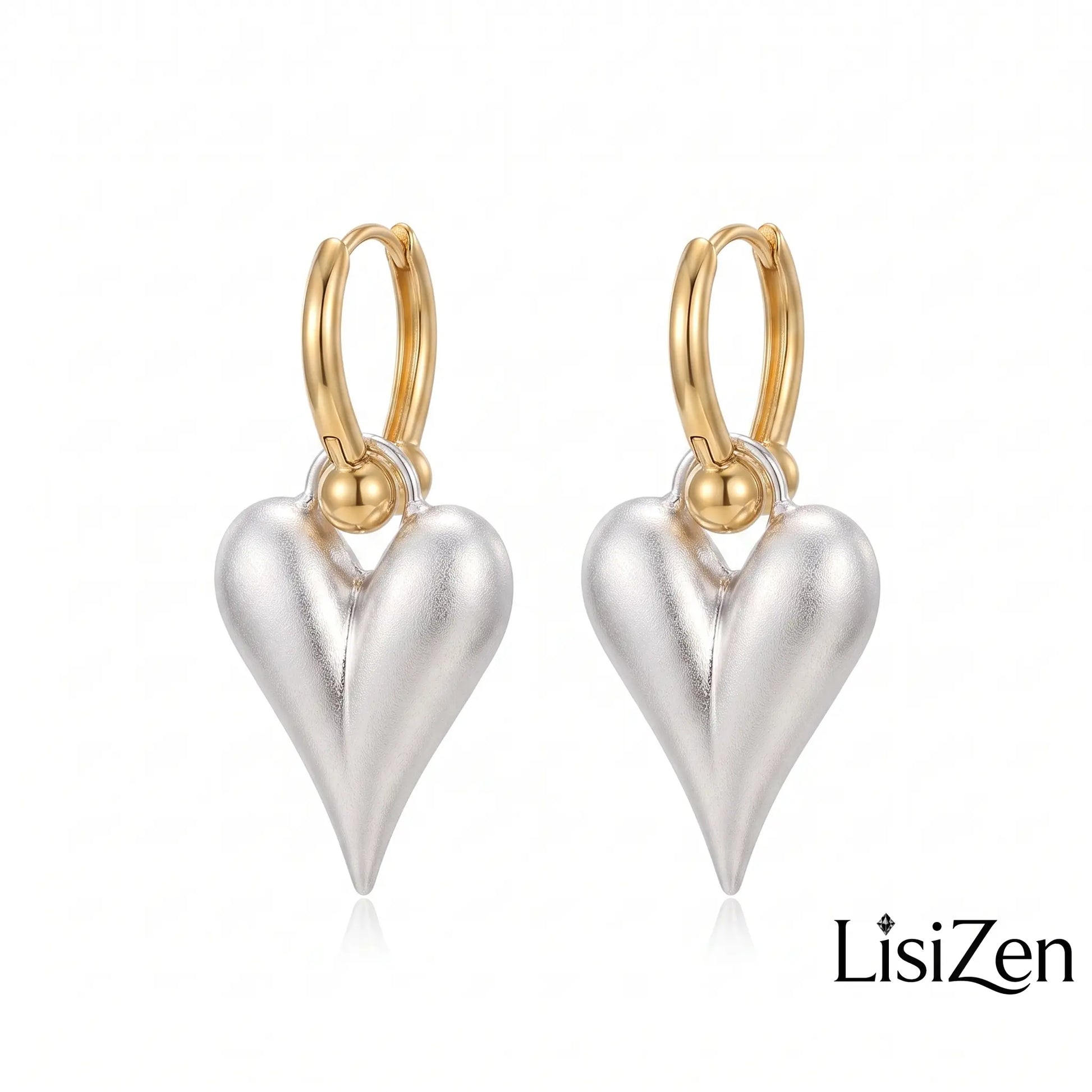 Brushed Heart Hoop Earrings