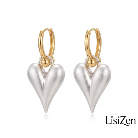 Brushed Heart Hoop Earrings