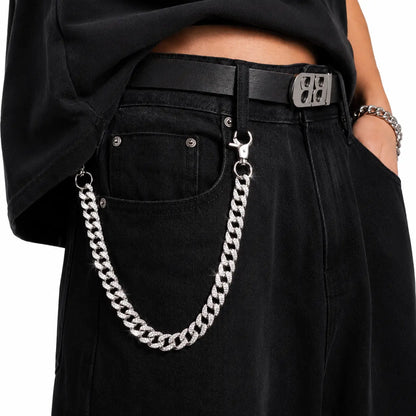 Rhinestone Cuban Link Chain – Y2K Pants & Wallet Chain