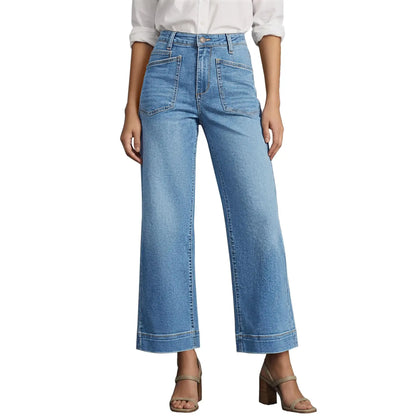 High-Waisted Capri Jeans – Stretchy, Frayed Distressed, Five Pockets, Women's