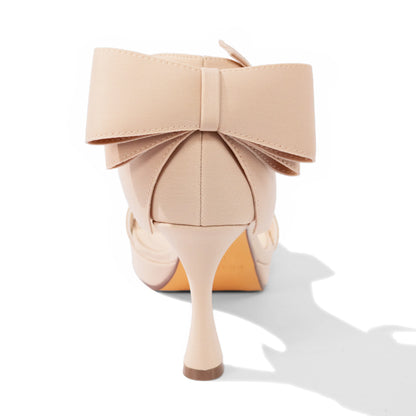 Platform Dress Sandals – Sculpted Heel, Bow Detail, Ankle Strap