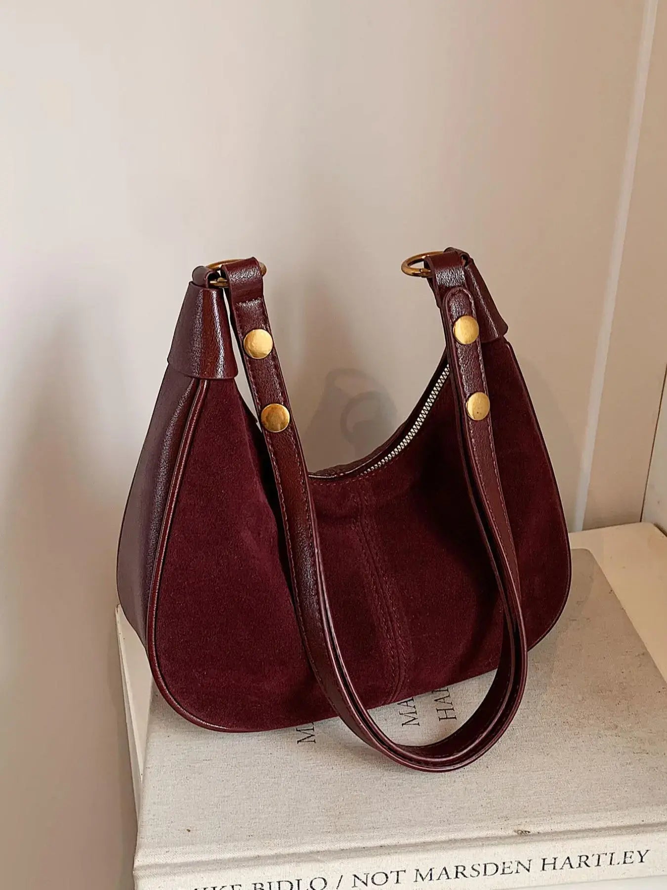Women's Solid Color Zipper Shoulder Bag