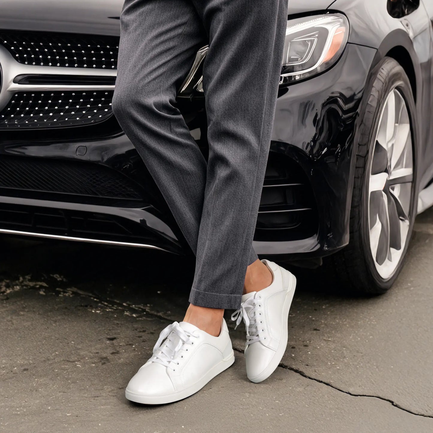 "Men's Black Lace-Up Trainers – Non-Slip, Casual Athletic