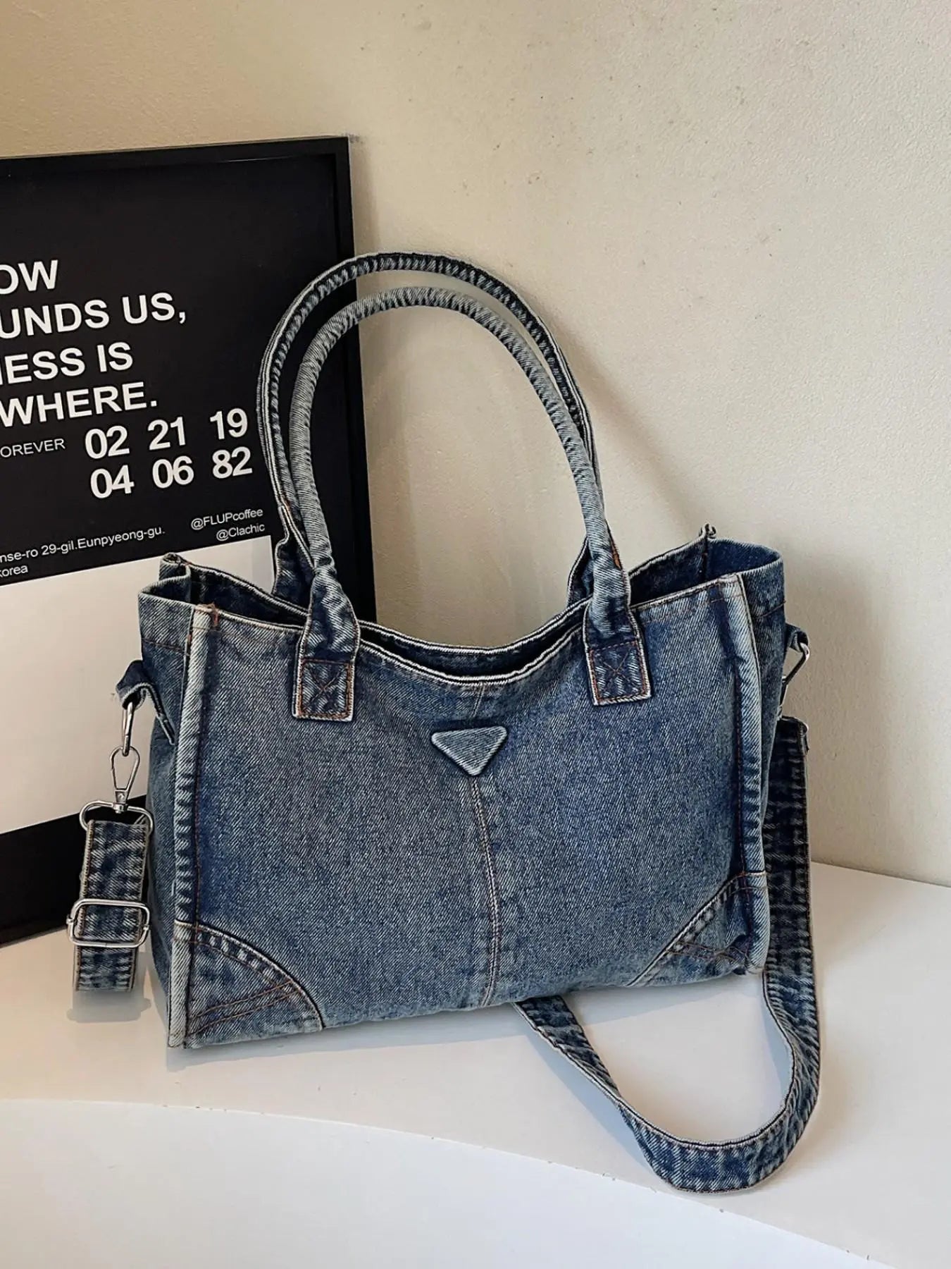 "Women's Washed Denim Tote Bag