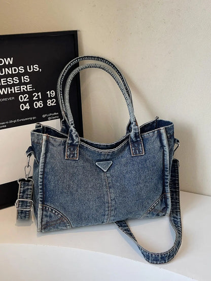 "Women's Washed Denim Tote Bag