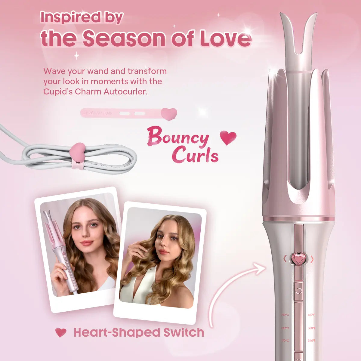 Automatic Curling Iron – 3 Barrel Sizes, 3-Level Temp, Ceramic Coating