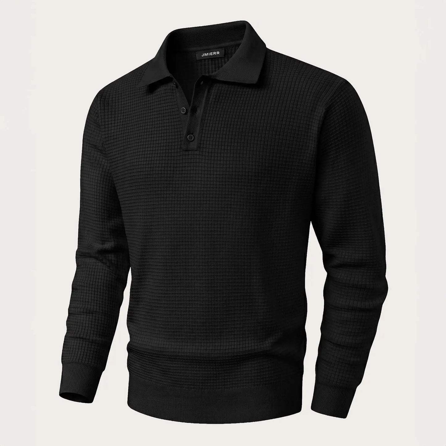 Men's Waffle Knit Quarter-Button Polo Sweater