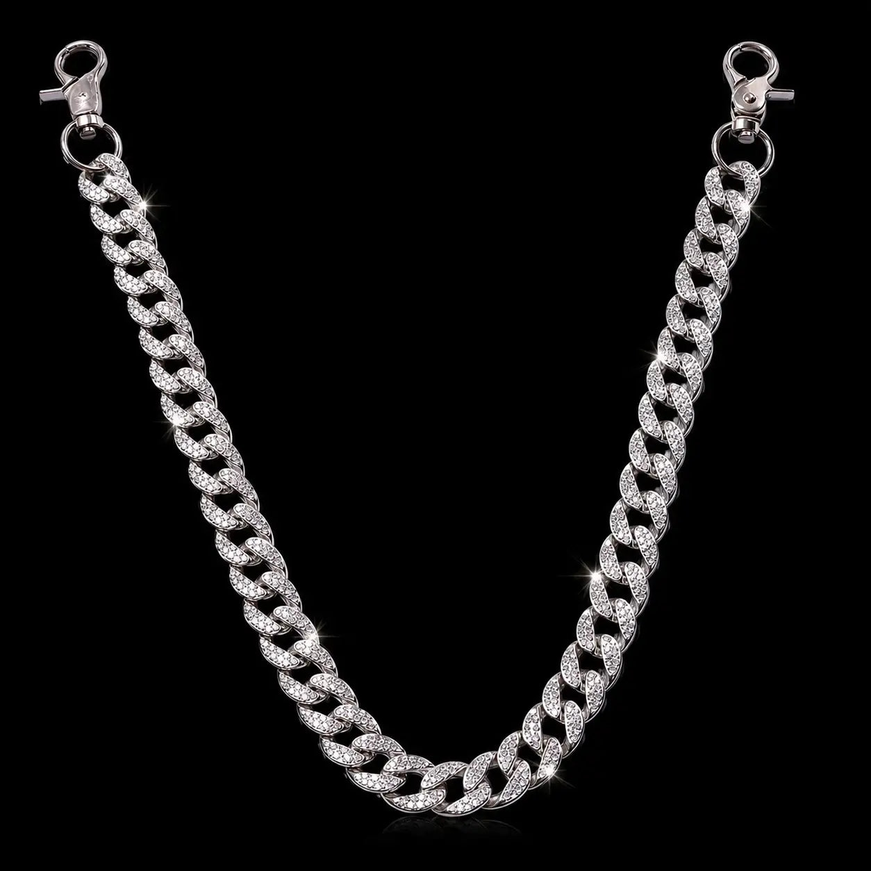 Rhinestone Cuban Link Chain – Y2K Pants & Wallet Chain