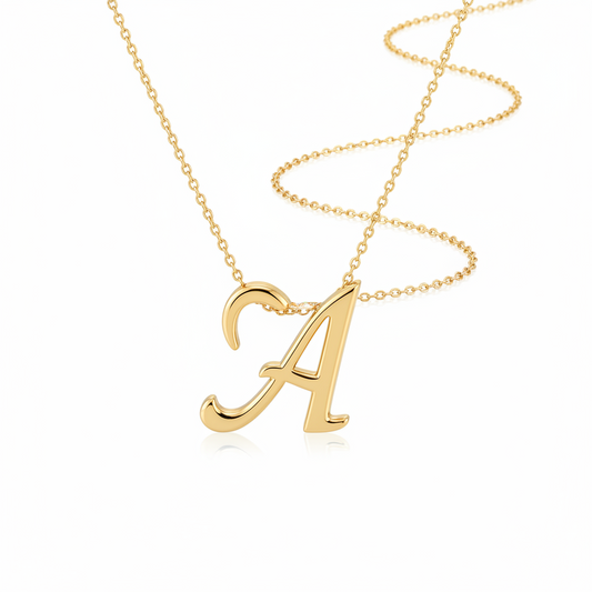 3-Layer Initial Necklace – Gold Snake Chain, Zircon Heart Pendant